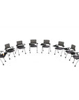 AIS Stow Black Mesh Low-Back Nesting Training Room Chairs. Rolling side chair with casters. Kansas City Office Furniture.