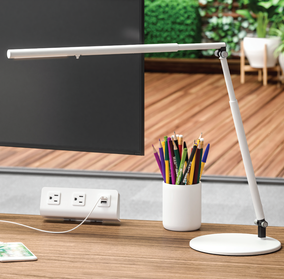 Telescoping LED Task Light with USB-A port - Kansas City Office Furniture