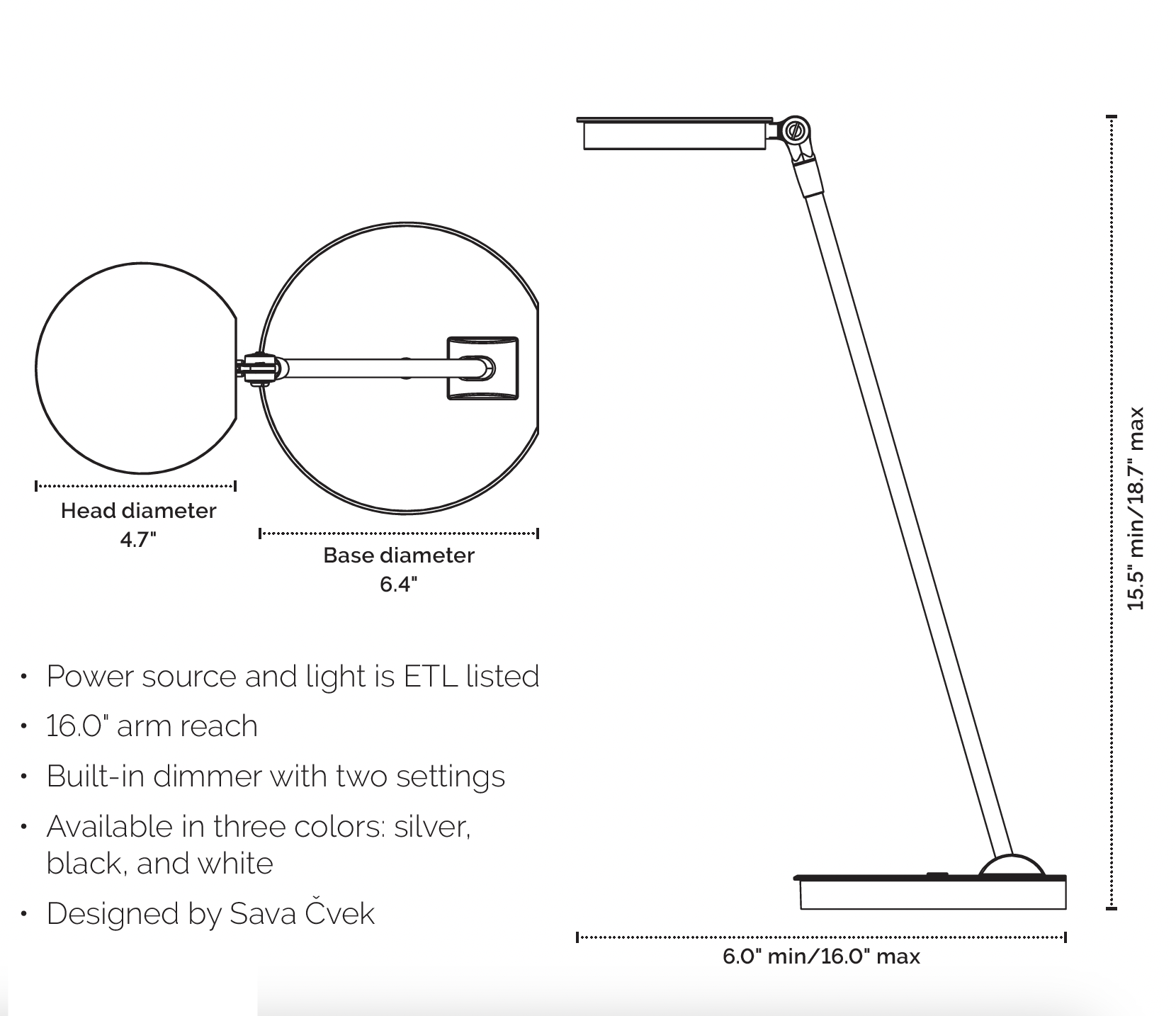 Lilly Single arm LED task Light - Kansas City Office Furniture