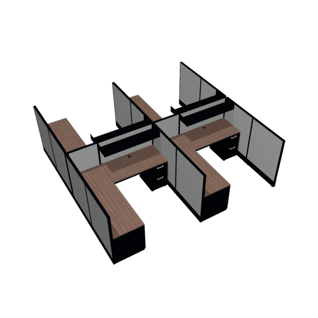 4 Person DFT 6ft x 6ft Cubicle Desk - 50"H - Kansas City Office Furniture