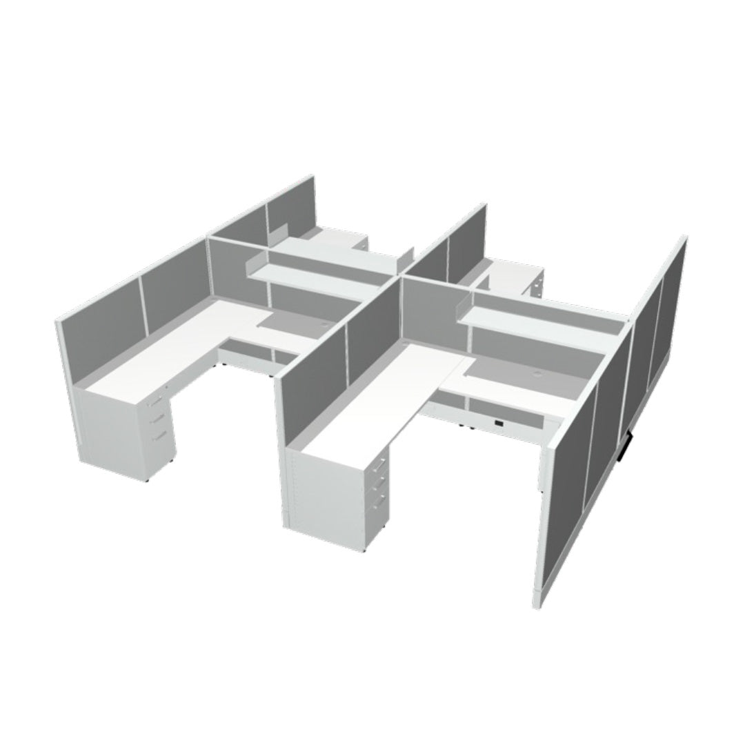 4 Person DFT 6ft x 6ft Cubicle Desk - 50&quot;H - Kansas City Office Furniture