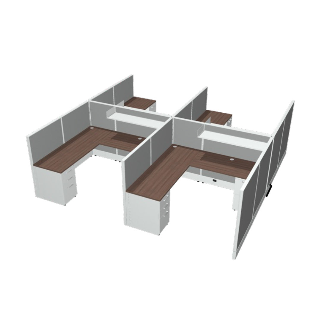 4 Person DFT 6ft x 6ft Cubicle Desk - 50"H - Kansas City Office Furniture