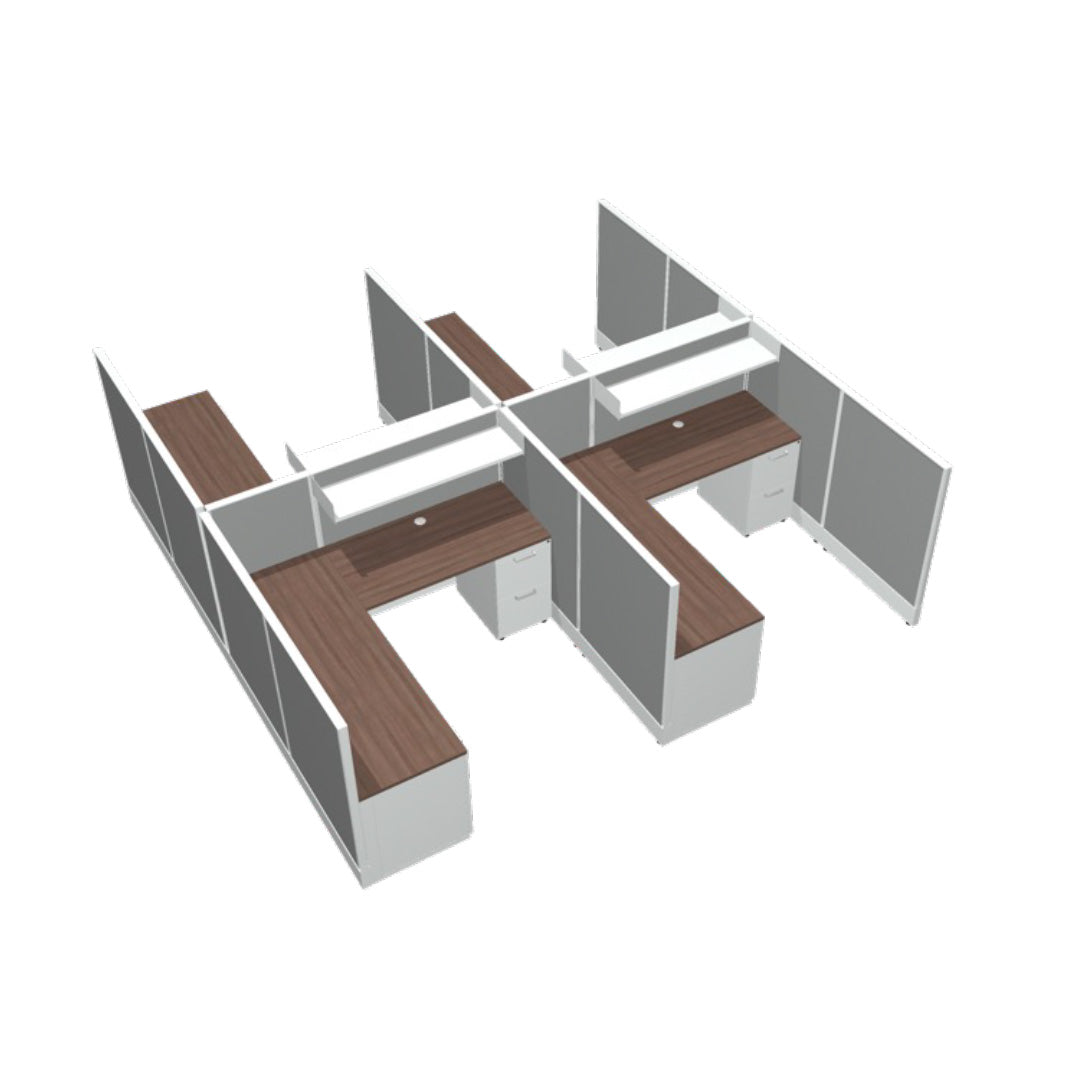 4 Person DFT 6ft x 6ft Cubicle Desk - 50&quot;H - Kansas City Office Furniture