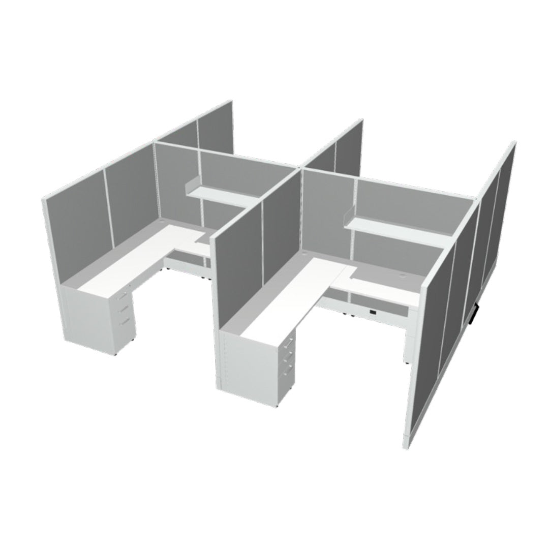 4 Person DFT 6ft x 6ft Cubicle Desk - 66&quot;H - Kansas City Office Furniture