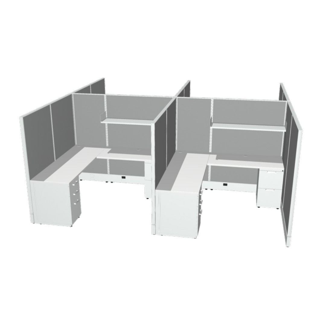 4 Person DFT 6ft x 6ft Cubicle Desk - 66&quot;H - Kansas City Office Furniture