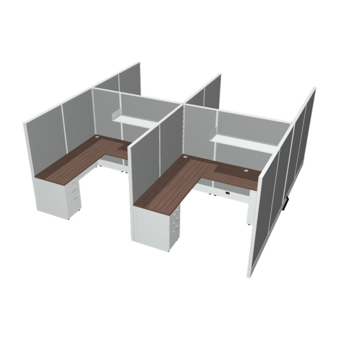 4 Person DFT 6ft x 6ft Cubicle Desk - 66"H - Kansas City Office Furniture