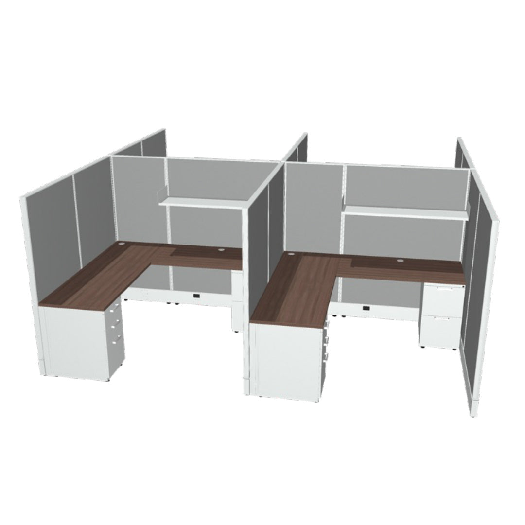 4 Person DFT 6ft x 6ft Cubicle Desk - 66&quot;H - Kansas City Office Furniture