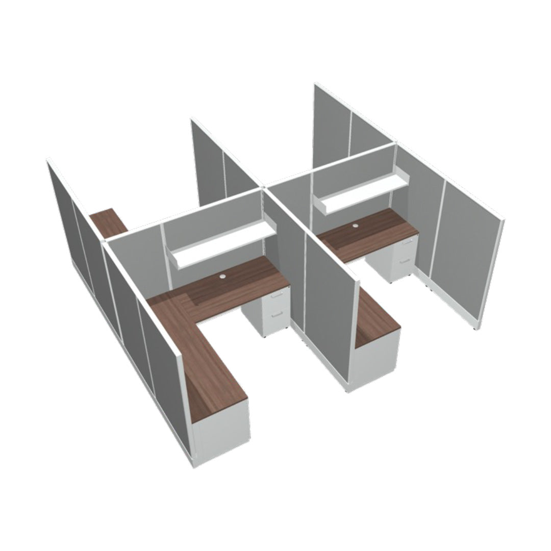 4 Person DFT 6ft x 6ft Cubicle Desk - 66&quot;H - Kansas City Office Furniture