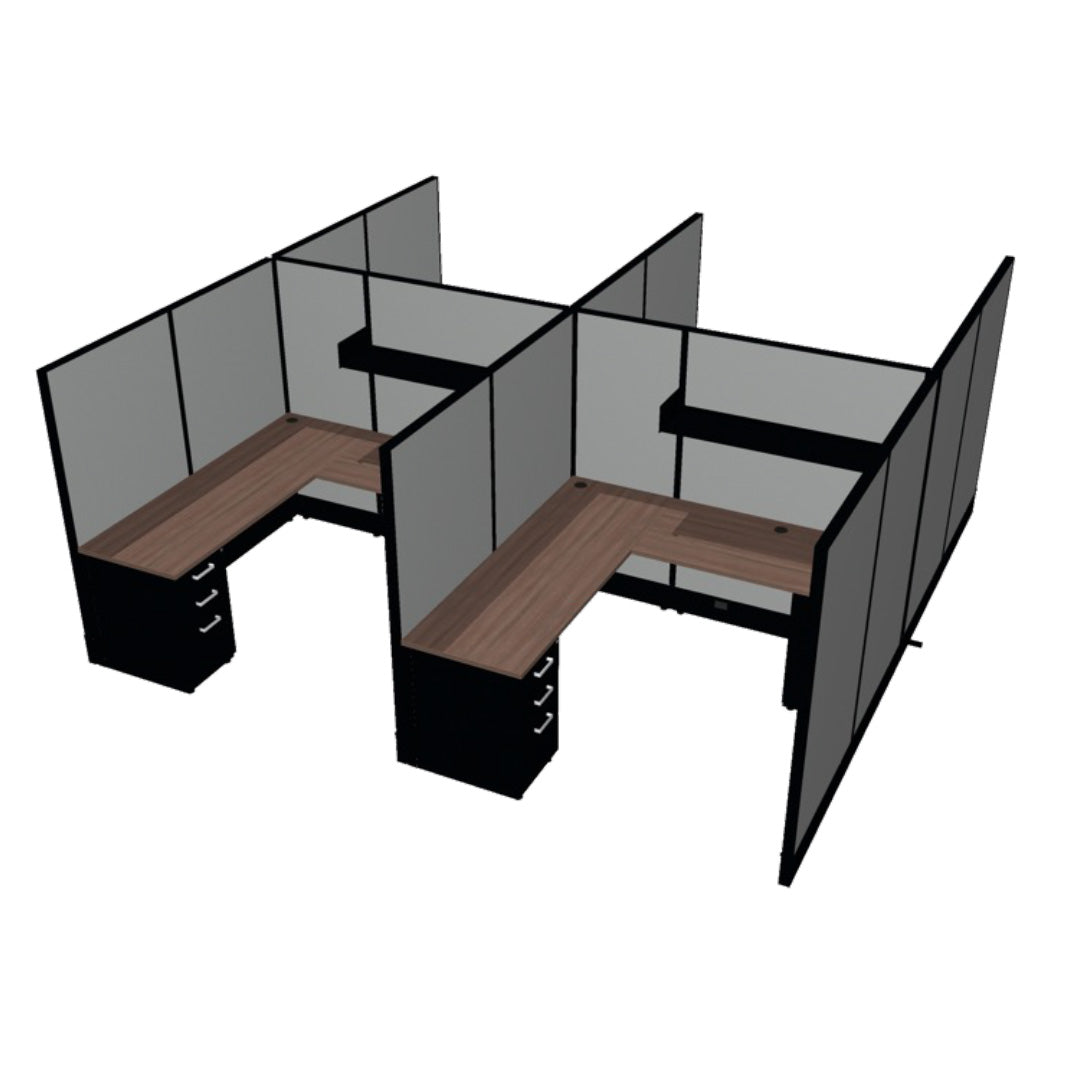 4 Person DFT 6ft x 6ft Cubicle Desk - 66"H - Kansas City Office Furniture