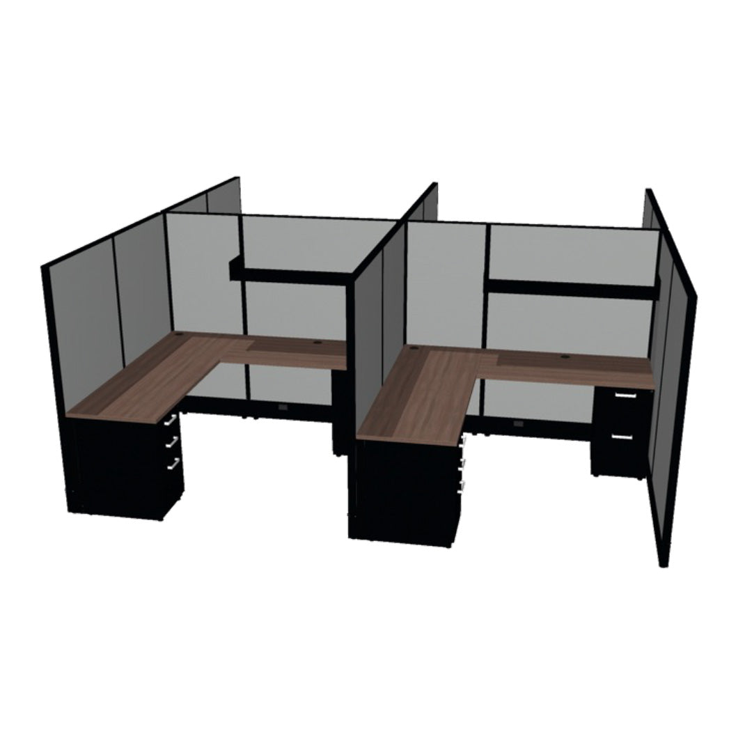 4 Person DFT 6ft x 6ft Cubicle Desk - 66"H - Kansas City Office Furniture