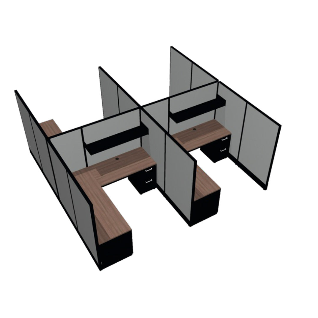 4 Person DFT 6ft x 6ft Cubicle Desk - 66"H - Kansas City Office Furniture