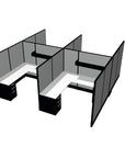 4 Person DFT 6ft x 6ft Cubicle Desk - 66"H - Kansas City Office Furniture