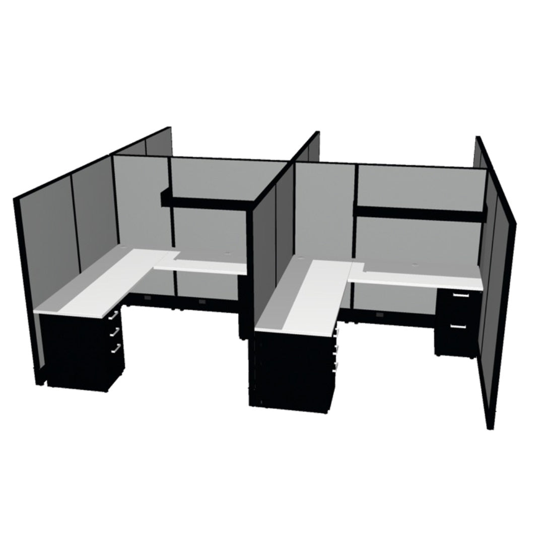 4 Person DFT 6ft x 6ft Cubicle Desk - 66&quot;H - Kansas City Office Furniture