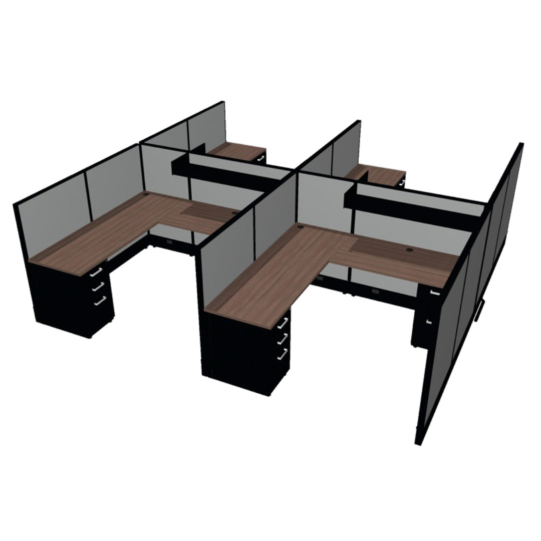 4 Person DFT 6ft x 6ft Cubicle Desk - 50"H - Kansas City Office Furniture