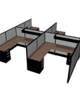 4 Person DFT 6ft x 6ft Cubicle Desk - 50"H - Kansas City Office Furniture