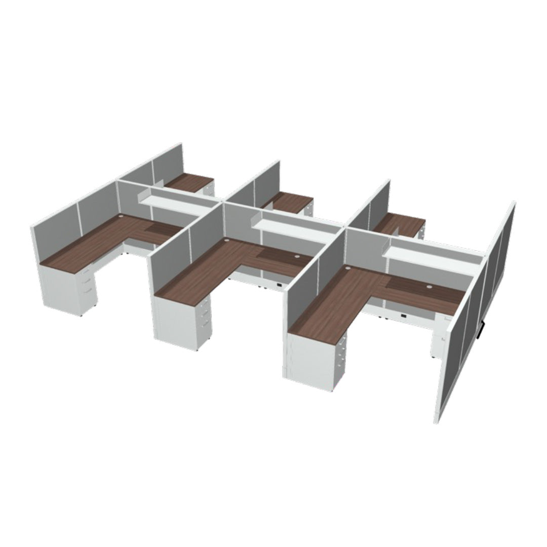 6 Person DFT 6ft x 6ft Cubicle Desk - 50"H - Kansas City Office Furniture