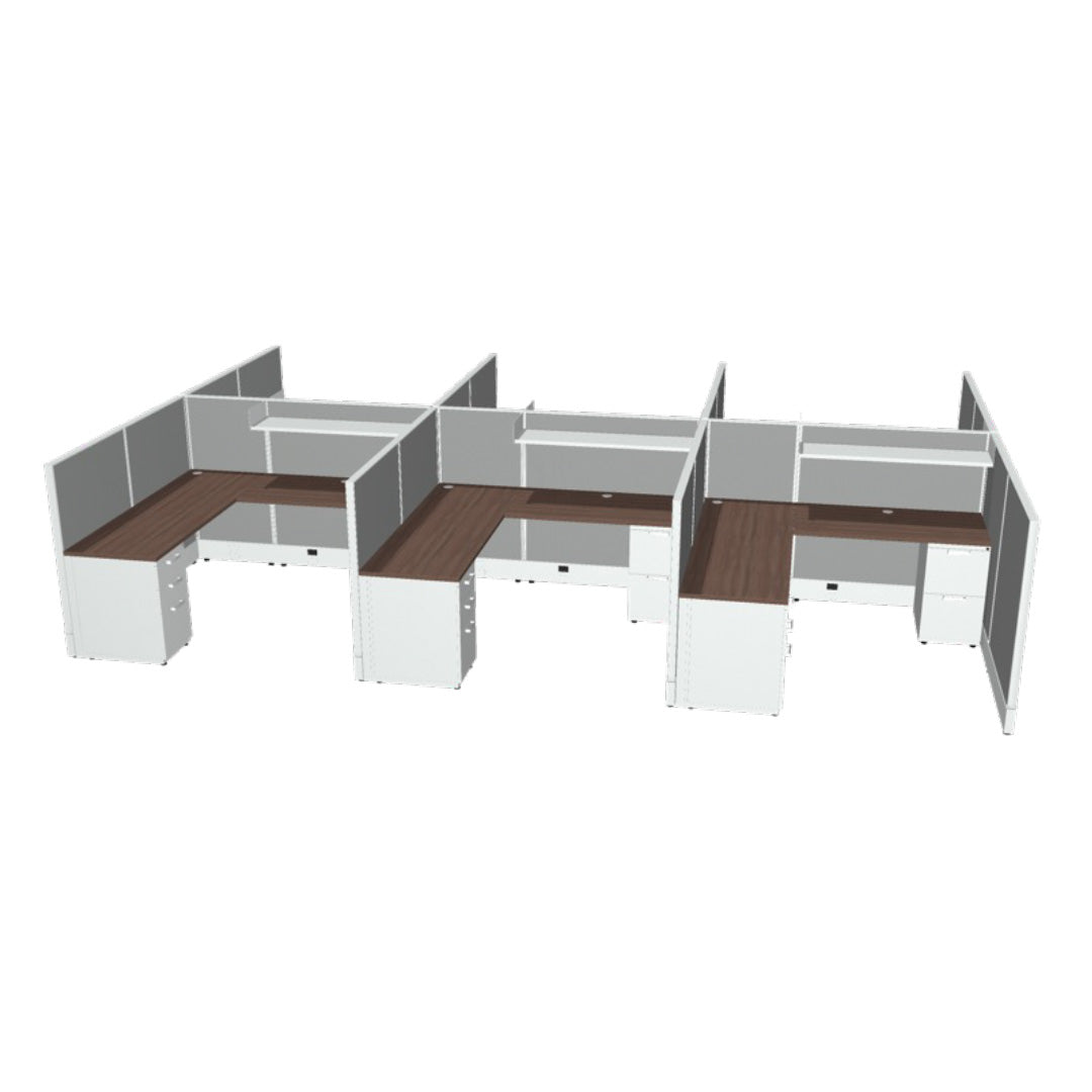 6 Person DFT 6ft x 6ft Cubicle Desk - 50&quot;H - Kansas City Office Furniture