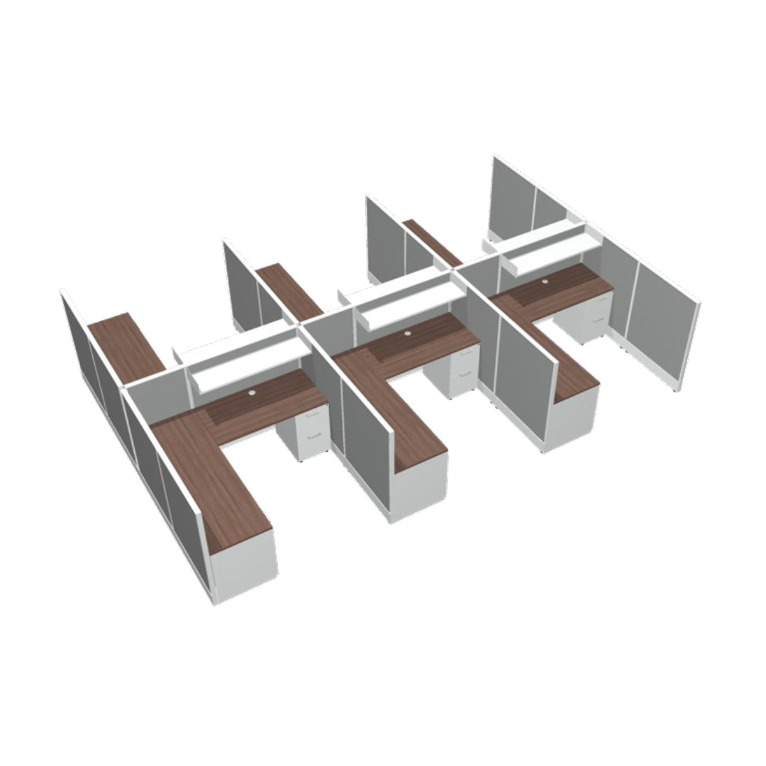 6 Person DFT 6ft x 6ft Cubicle Desk - 50&quot;H - Kansas City Office Furniture