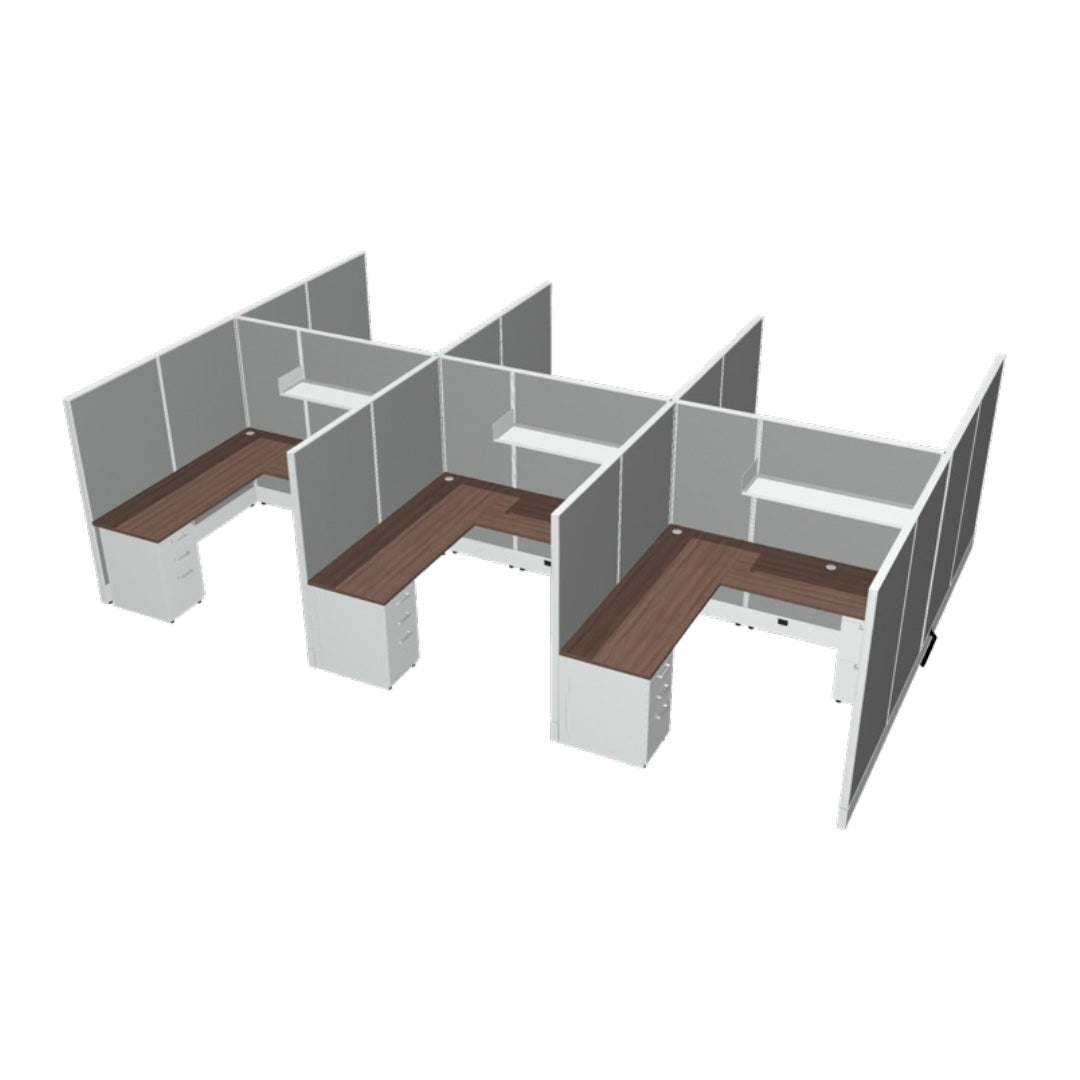 6 Person DFT 6ft x 6ft Cubicle Desk - 66"H - Kansas City Office Furniture