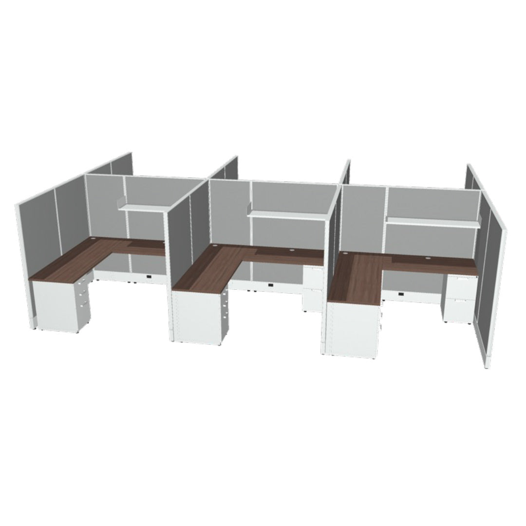 6 Person DFT 6ft x 6ft Cubicle Desk - 66&quot;H - Kansas City Office Furniture