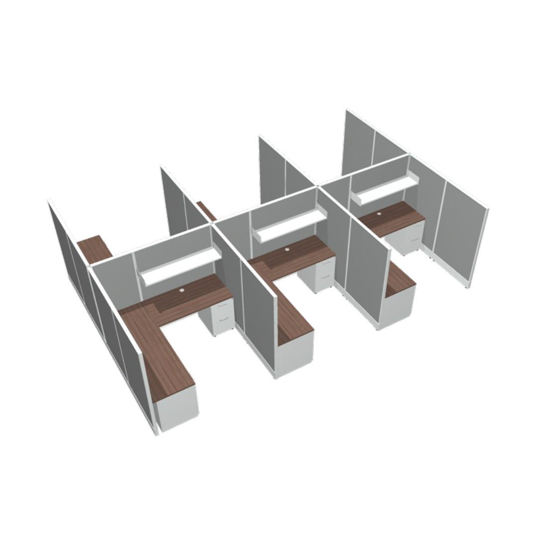 6 Person DFT 6ft x 6ft Cubicle Desk - 66&quot;H - Kansas City Office Furniture