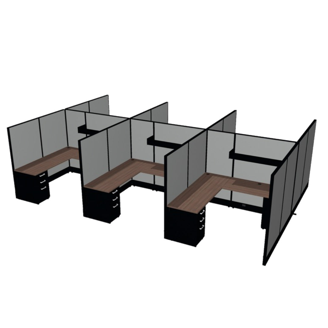 6 Person DFT 6ft x 6ft Cubicle Desk - 66"H - Kansas City Office Furniture