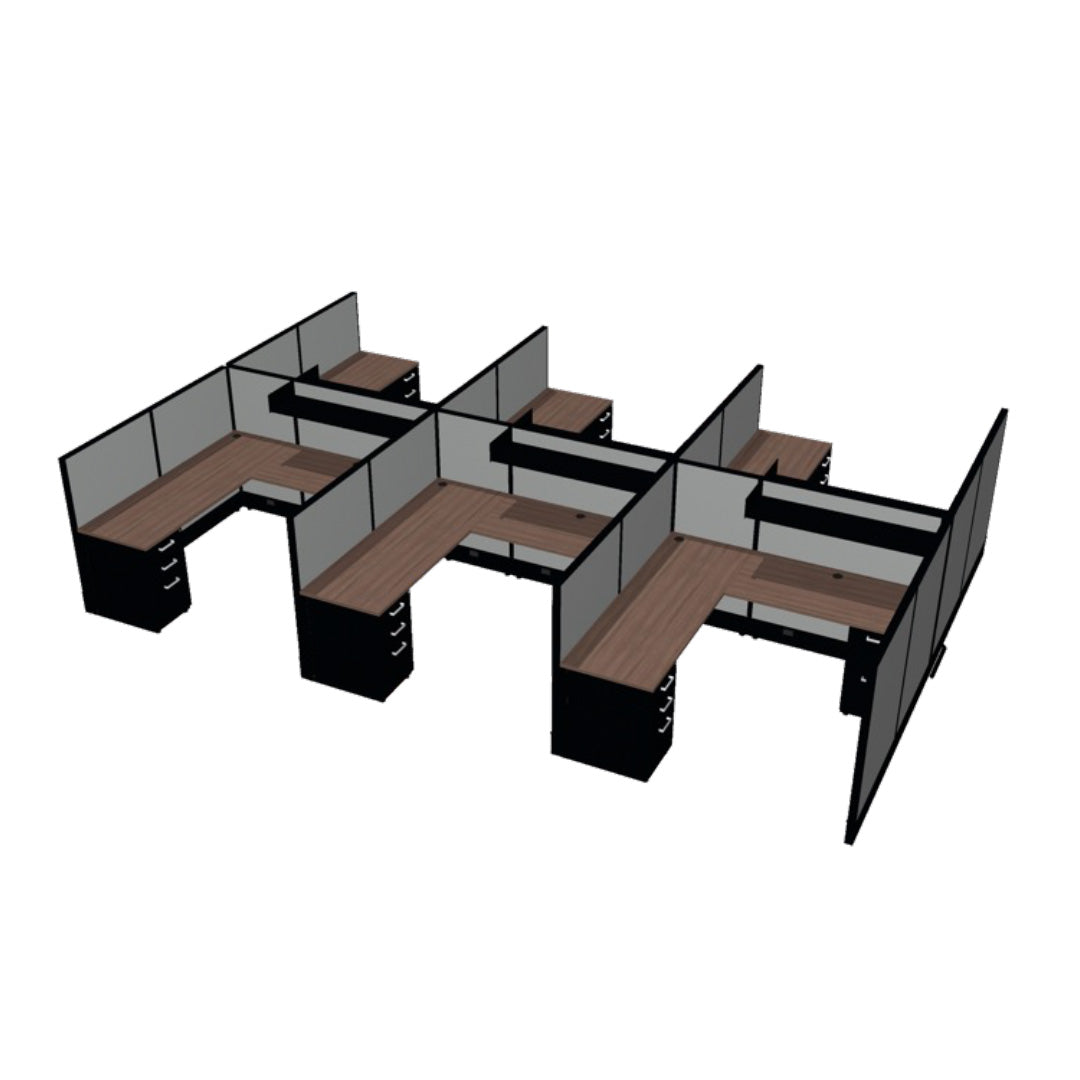 6 Person DFT 6ft x 6ft Cubicle Desk - 50"H - Kansas City Office Furniture